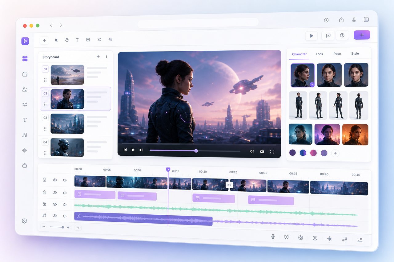 Seedance 2.5 Online browser AI video studio with storyboard and timeline